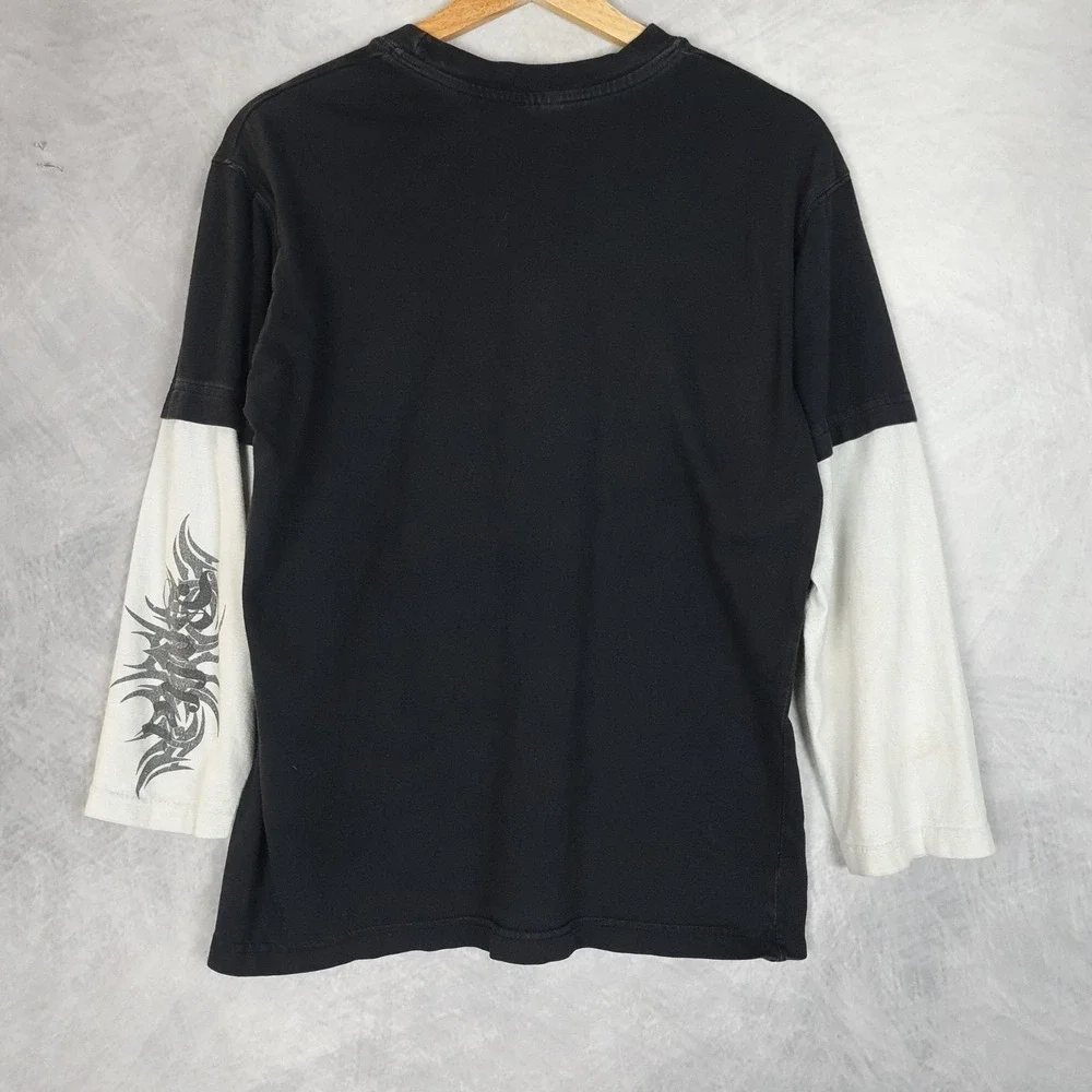 Vntg Y2K Russell Athletic Shirt Boys 14 Black Basketball Sleeve Hit Streetwear - Picture 8 of 16